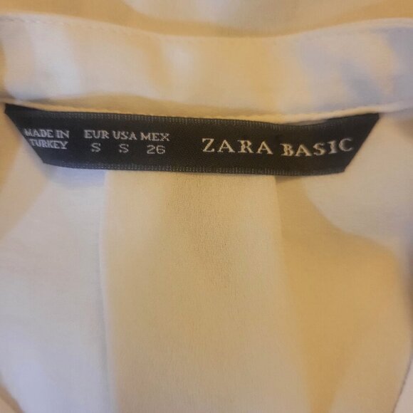 ZARA Women's Off-White Long-Sleeved Button-Down Blouse w/Braid Accent - Size S - Picture 7 of 14